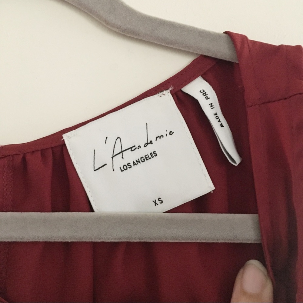 L’Academie | Revolve Maroon Cold Shoulder Blouse - Picture 3 of 5